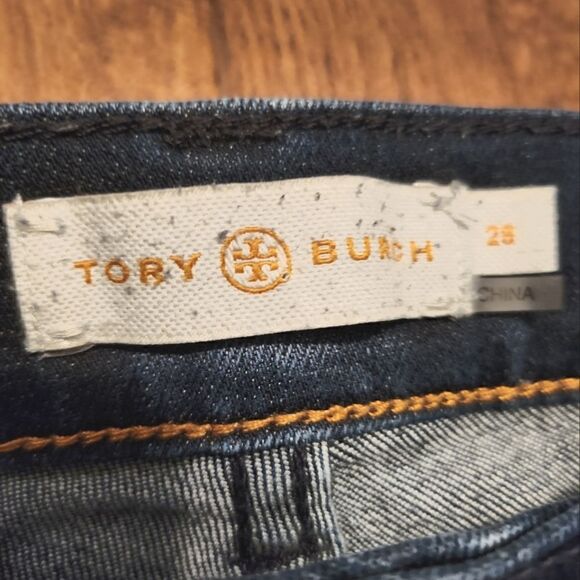 Tory Burch Cropped Skinny Jeans Denim Dark Wash Size 28 - Picture 6 of 9